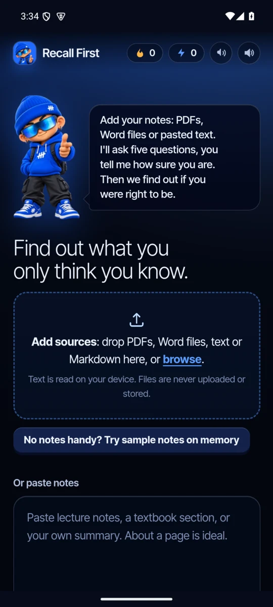 Start screen
